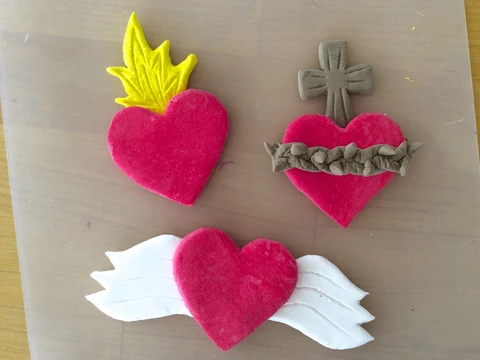 Air Dry Clay Sacred Hearts Magnet Set