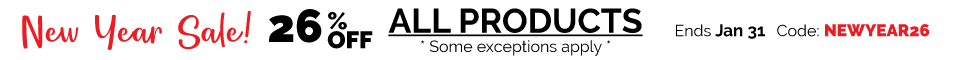 Get 26% off with coupon code NEWYEAR26 during our New Year Sale! Get 26% off with coupon code NEWYEAR26 during our New Year Sale!